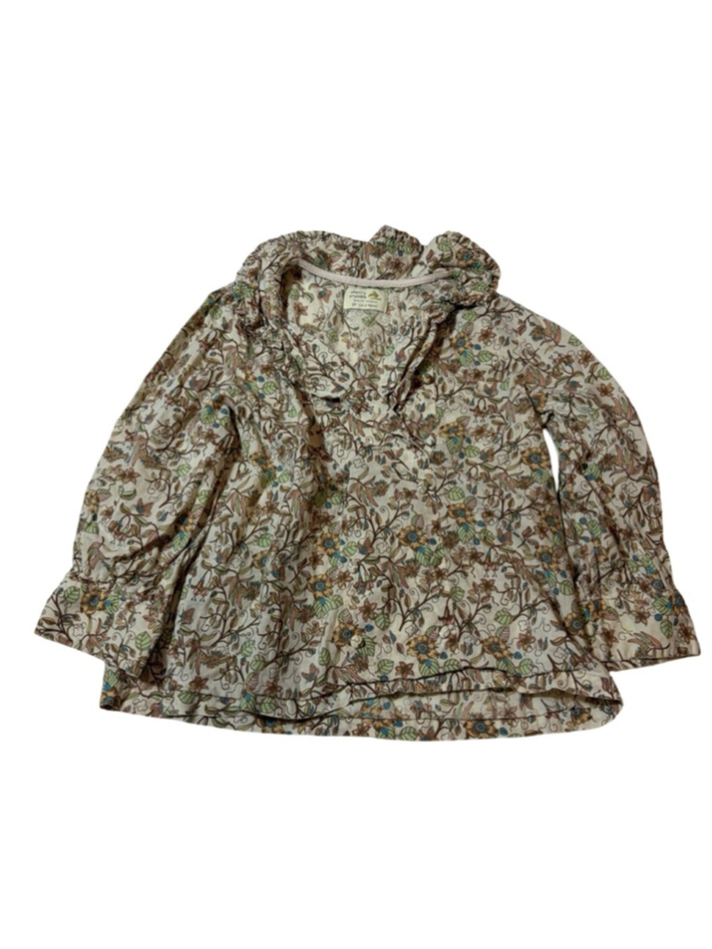 Cherry Crumble Floral Blouse 4-5Y Boho Cottagecore Ruffle Lightweight Cotton